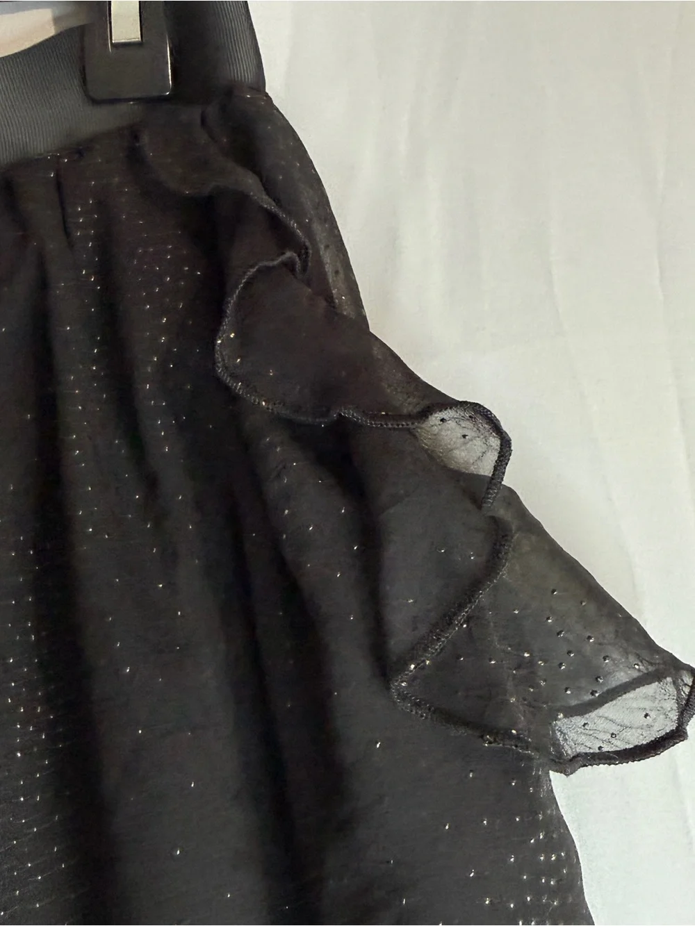 Saks Fifth Avenue Black Sparkle Layered Ruffle Skater Skirt